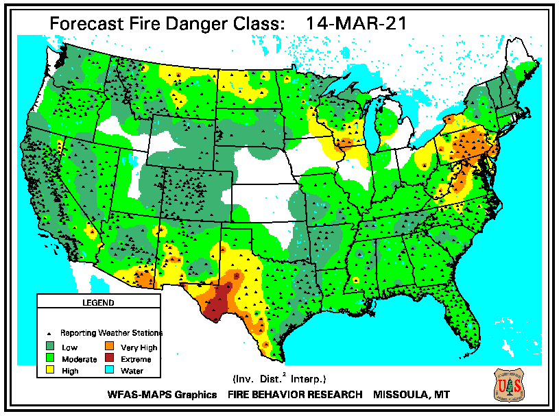 Fire Danger Rating for 3/14/2021 is Very High image