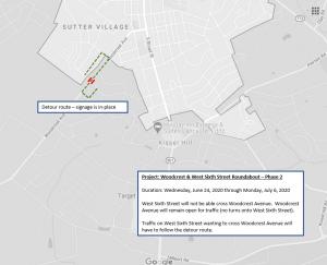 Woodcrest Avenue Roundabout Detour 6/24/2020-7/6/2020