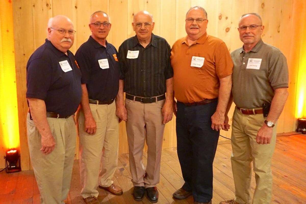 Firefighters from Rothsville Volunteer Fire Company with over 40 years of service – (L-R) – Sam Young, Bob Shreiner, Roman Musser, Craig Young and John Young. 